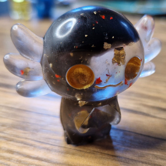 BLACK, GOLD & RED - STANDING AXOLOTL DICE GUARDIAN