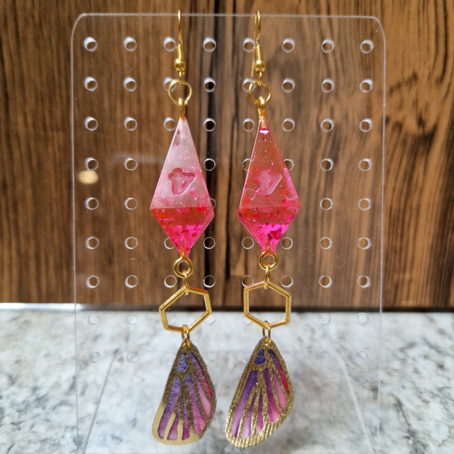 FUCHSIA WINGS - D4 EARRINGS